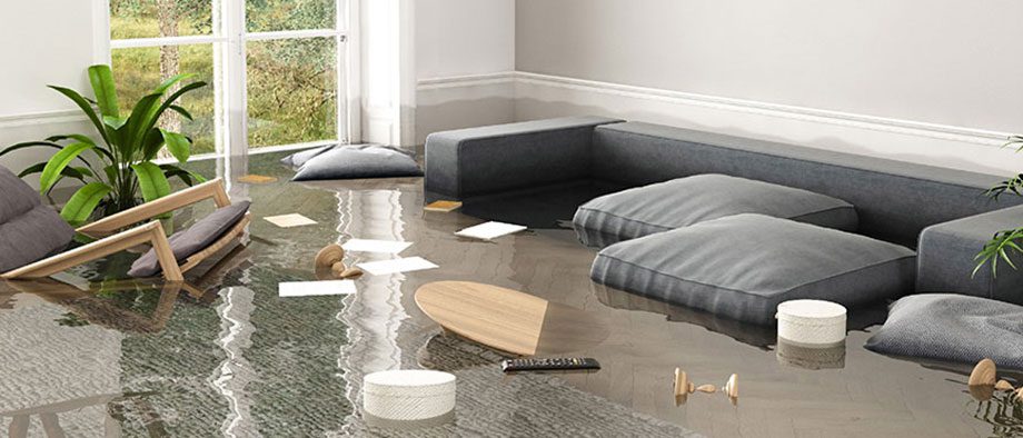 Flooded living room